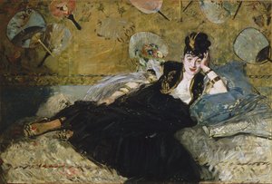 Francês:  La dame aux éventails Mulher com leques de Édouard Manet