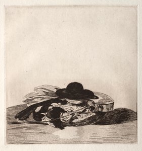 Frontispício para uma edição de gravuras: chapéu e guitarra de Édouard Manet