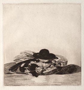 Frontispício para uma edição de gravuras: chapéu e guitarra, 1862. de Édouard Manet