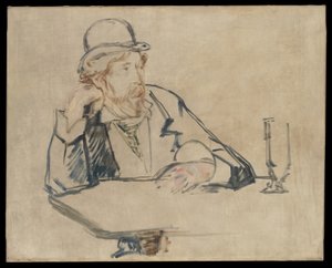 George Moore (1852-1933) no café de Édouard Manet