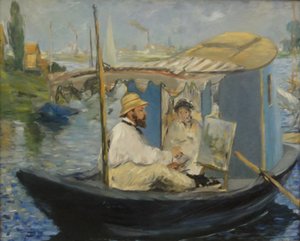 Alemão: Die Barke Claude Monet pintando no seu barco-estúdio de Édouard Manet