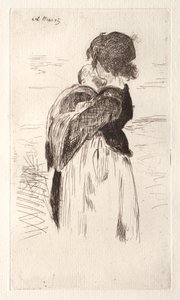 A menina segurando um bebê. de Édouard Manet