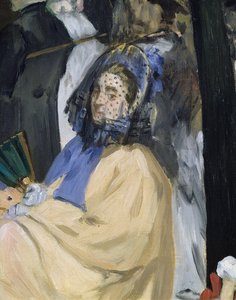 Música nos Jardins das Tulherias, detalhe de uma mulher velada, 1862 óleo sobre tela detalhe de 3351