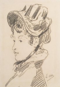 Retrato de Madame Jules Guillemet, c.1880 (giz preto) de Édouard Manet