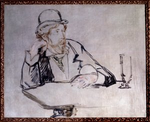 Retrato do romancista irlandês Georges Moore (1852-1933) no Café Drawing de Edouard Manet (1832-1883) 1879 Nova York. Museu de Arte Moderna de Édouard Manet