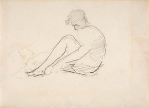 Mulher Sentada (Um Esboço Leve da Cabeça de um Homem) de Édouard Manet