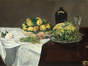 Ainda vida com melão e pêssegos, c.1866