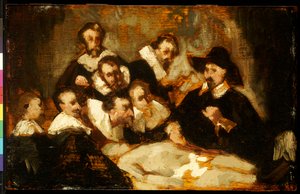 A lição de anatomia, após Rembrandt, c.1856 de Édouard Manet
