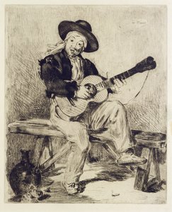 O guitarrista (gravura) de Édouard Manet