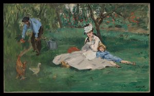 A família Monet no seu jardim em Argenteuil de Édouard Manet