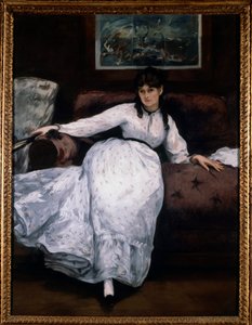 The Rest (Retrato da Mulher Pintora Berthe Morisot em um sofá) Pintura de Edouard Manet (1832-1883) 1870 Providence. Museu de Arte de Édouard Manet