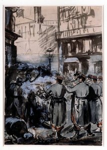 Cidade de 1871: "a barricada" Desenho de Edouard Manet (1832-1883) 1871 Dim. 46,2 x 32,5 m de Édouard Manet