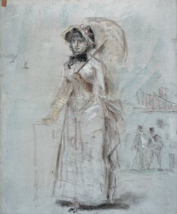 Mulher andando com um guarda-chuva aberto, 1880 de Édouard Manet
