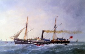 O vaporizador de John Bull. Pintura de Edouard Adam (1847-1929) Paris do século XIX, Musee de la Marine