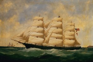 O veleiro dos EUA, Servia off Le Havre (óleo sobre tela)