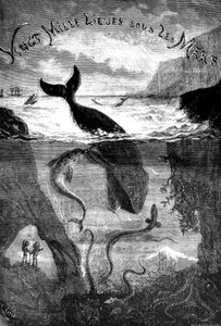 Frontispício do romance 20.000 Léguas Submarinas, de Júlio Verne de Edouard Riou