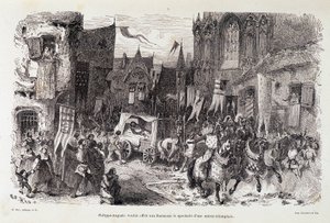 Philippe Auguste (Philippe-Auguste) quis oferecer aos parisienses o espetáculo de um começo triunfante. sd. século XII de Edouard Riou