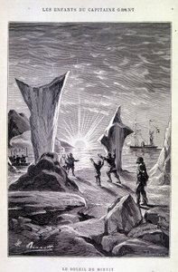 O Sol da Meia-Noite em "Os Filhos do Capitão Grant" por Jules Verne de Edouard Riou