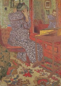 Madame Vuillard Arranging her Hair, 1900 (diretoria) de Edouard Vuillard