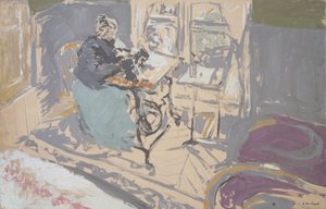 Madame Vuillard na sua máquina de costura de Edouard Vuillard
