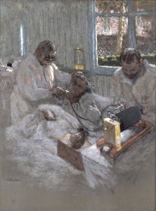 O cardiologista Henri Vaquez (1860-1936) e seu assistente, doutor Parvu, em La Pitie, c.1918-21 (pastel sobre papel) de Edouard Vuillard
