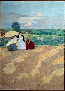 Os jardins públicos: A conversa (no centro) (detalhe do tríptico) de Edouard Vuillard