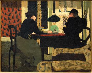 Duas mulheres sob um candeeiro (pintura sobre tela) de Edouard Vuillard