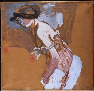 Mulher em um espartilho vermelho de Edouard Vuillard