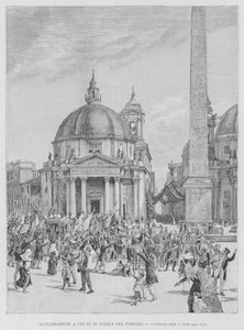 Aclamação de Pio IX na Piazza Del Popolo de Edouardo Matania
