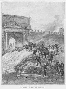 A Quebra da Porta Pia (gravura) de Edouardo Matania
