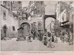 Representação do voto de Vito, de La mala vita, ópera de Umberto Giordano (gravura)