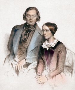 Robert et Clara Schumann (gravura a cores) de Eduard (after) Kaiser