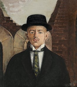 Retrato do poeta Vasili Kamensky 1884-1961 em uma cartola, 1917