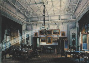 Estudo Azul do Imperador Alexandre II (1818-1881) no Palácio da Fazenda, 1860 (wc no papel) de Eduard Hau