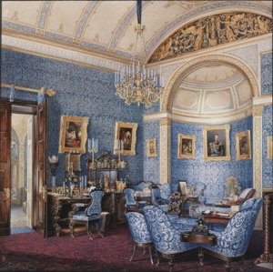 Interiores do Palácio de inverno. O Boudoir da Imperatriz Maria Alexandrovna, década de 1850