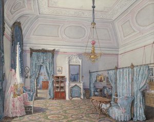 Interiores do Palácio de inverno. O Quinto Apartamento Reservado. O quarto da grande princesa Maria Alexandrovna, 1873