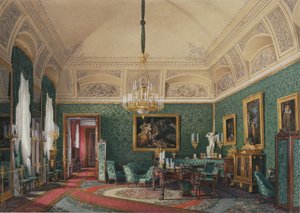 Interiores do Palácio de inverno. O primeiro apartamento reservado. O Pequeno Estudo da Grã-Princesa Maria Nikolayevna, 1867 de Eduard Hau