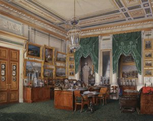 Interiores do Palácio de inverno. O Estudo do Imperador Alexandre II, 1857 de Eduard Hau