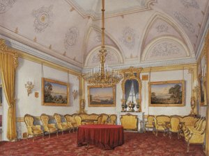 Interiores do Palácio de inverno. O terceiro apartamento reservado. A sala de estar, 1872 de Eduard Hau