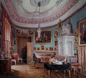 Vista da sala de Paulo I (1754-1801) uma aguarela Gatchina de Eduard (Edward) Hau (1807-1870) 1877 São Petersburgo, Museu Hermitage de Eduard Hau