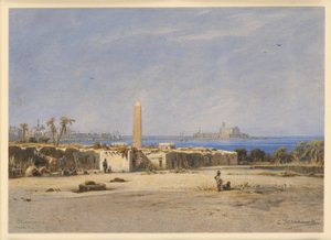 A Agulha de Cleópatra no porto de Alexandria de Eduard Hildebrandt