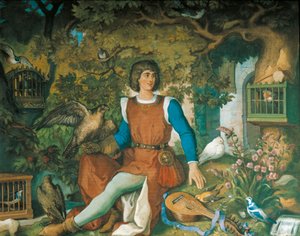 Retrato de Walther von der Vogelweide, da Saga Tannhauser (óleo sobre tela) de Eduard Ille