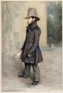 Alemão: Adolph von Menzel com chapéu Biedermeier