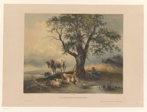 Números com gado a descansar numa paisagem
Des Landmanns Mittagsruhe (título sobre o objecto) de Eduard Weixlgärtner