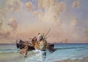 De volta da pesca, por Eduardo Dalbono (1841-1915), óleo sobre tela, 53x73 cm