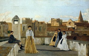O terraço, de Edoardo Dalbono (1841-1915), óleo sobre painel, 45x30 cm.