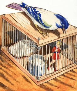 Tom Thumb numa gaiola de pássaros de Eduardo Teixeira Coelho