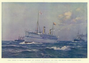 HMS Ophir, em que o duque e a duquesa de Cornwall e York estão fazendo sua turnê colonial