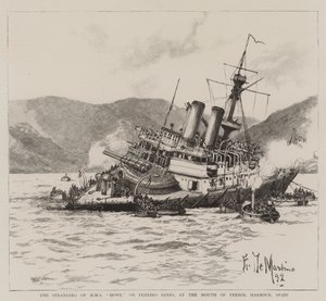 O encalhe do HMS Howe nos recifes de Pereiro, na foz do porto de Ferrol, na Espanha de Eduardo de Martino