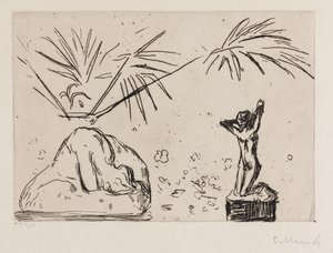 Interior com esculturas de Edvard Munch